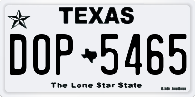 TX license plate DOP5465