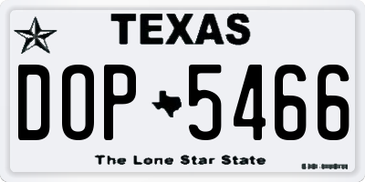 TX license plate DOP5466
