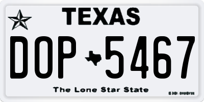 TX license plate DOP5467