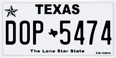 TX license plate DOP5474