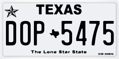 TX license plate DOP5475