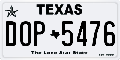 TX license plate DOP5476