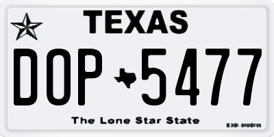 TX license plate DOP5477