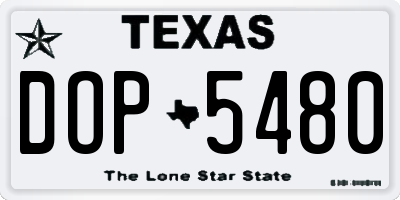 TX license plate DOP5480