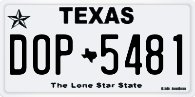 TX license plate DOP5481