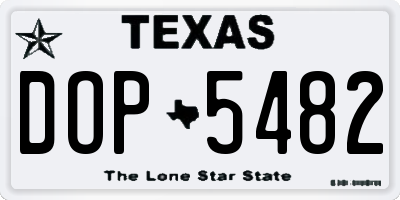 TX license plate DOP5482