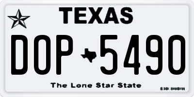 TX license plate DOP5490