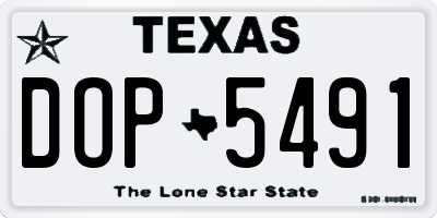 TX license plate DOP5491