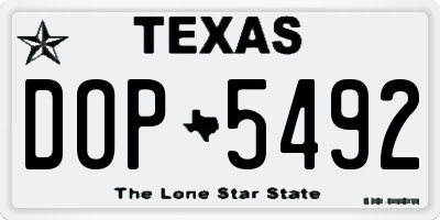 TX license plate DOP5492