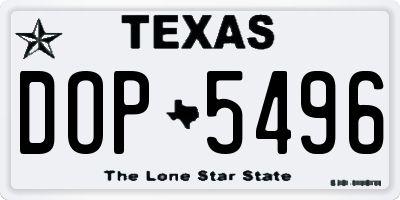 TX license plate DOP5496