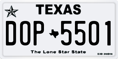 TX license plate DOP5501