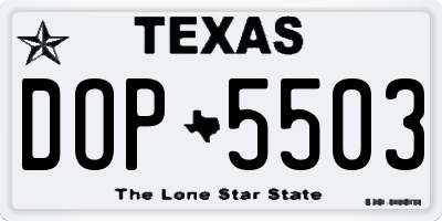 TX license plate DOP5503