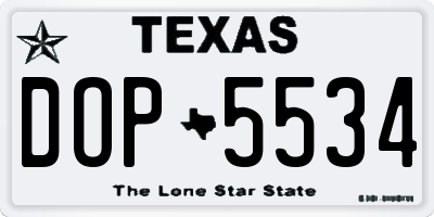 TX license plate DOP5534