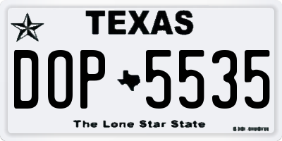 TX license plate DOP5535