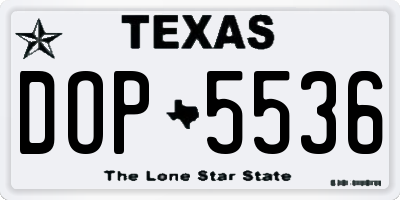 TX license plate DOP5536
