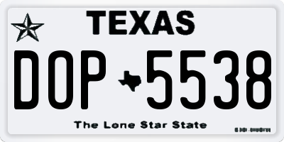 TX license plate DOP5538