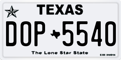TX license plate DOP5540
