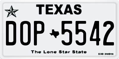 TX license plate DOP5542