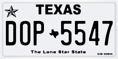 TX license plate DOP5547