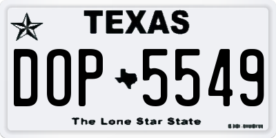 TX license plate DOP5549