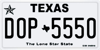 TX license plate DOP5550