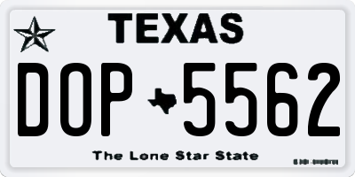 TX license plate DOP5562