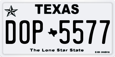 TX license plate DOP5577