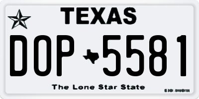 TX license plate DOP5581