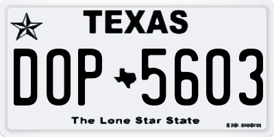 TX license plate DOP5603