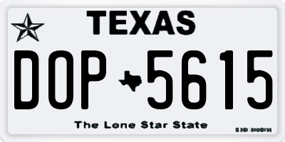 TX license plate DOP5615