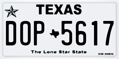 TX license plate DOP5617