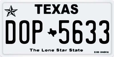 TX license plate DOP5633