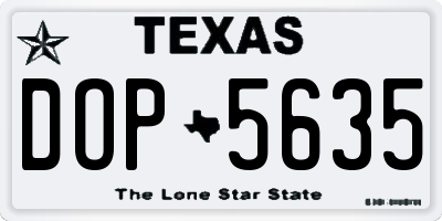 TX license plate DOP5635