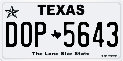 TX license plate DOP5643
