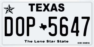 TX license plate DOP5647