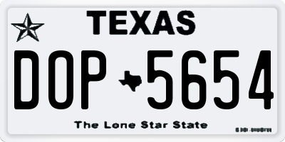 TX license plate DOP5654