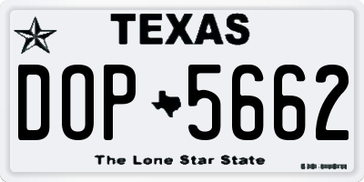 TX license plate DOP5662
