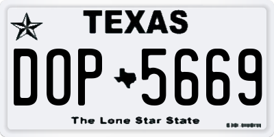 TX license plate DOP5669