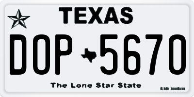 TX license plate DOP5670