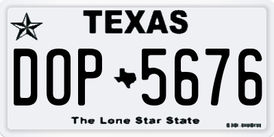 TX license plate DOP5676