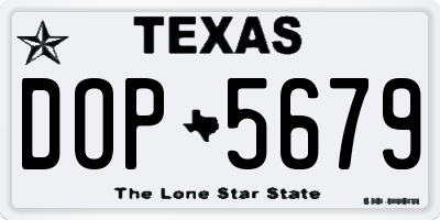 TX license plate DOP5679