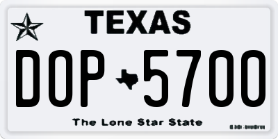 TX license plate DOP5700