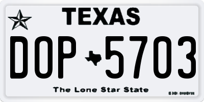 TX license plate DOP5703