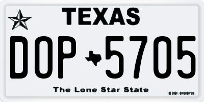 TX license plate DOP5705