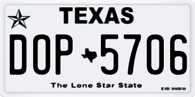 TX license plate DOP5706