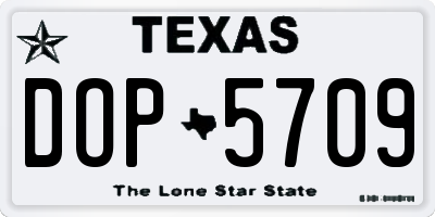 TX license plate DOP5709