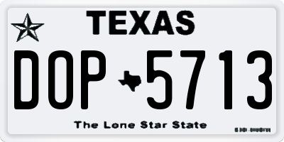 TX license plate DOP5713
