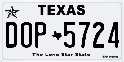 TX license plate DOP5724