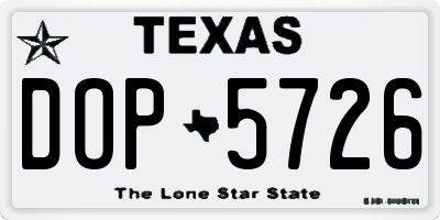 TX license plate DOP5726