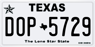 TX license plate DOP5729